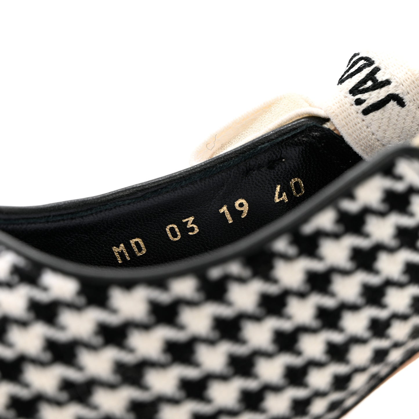 Wool Ribbon Houndstooth J'Adior Slingback 65mm Pumps 40 Black White