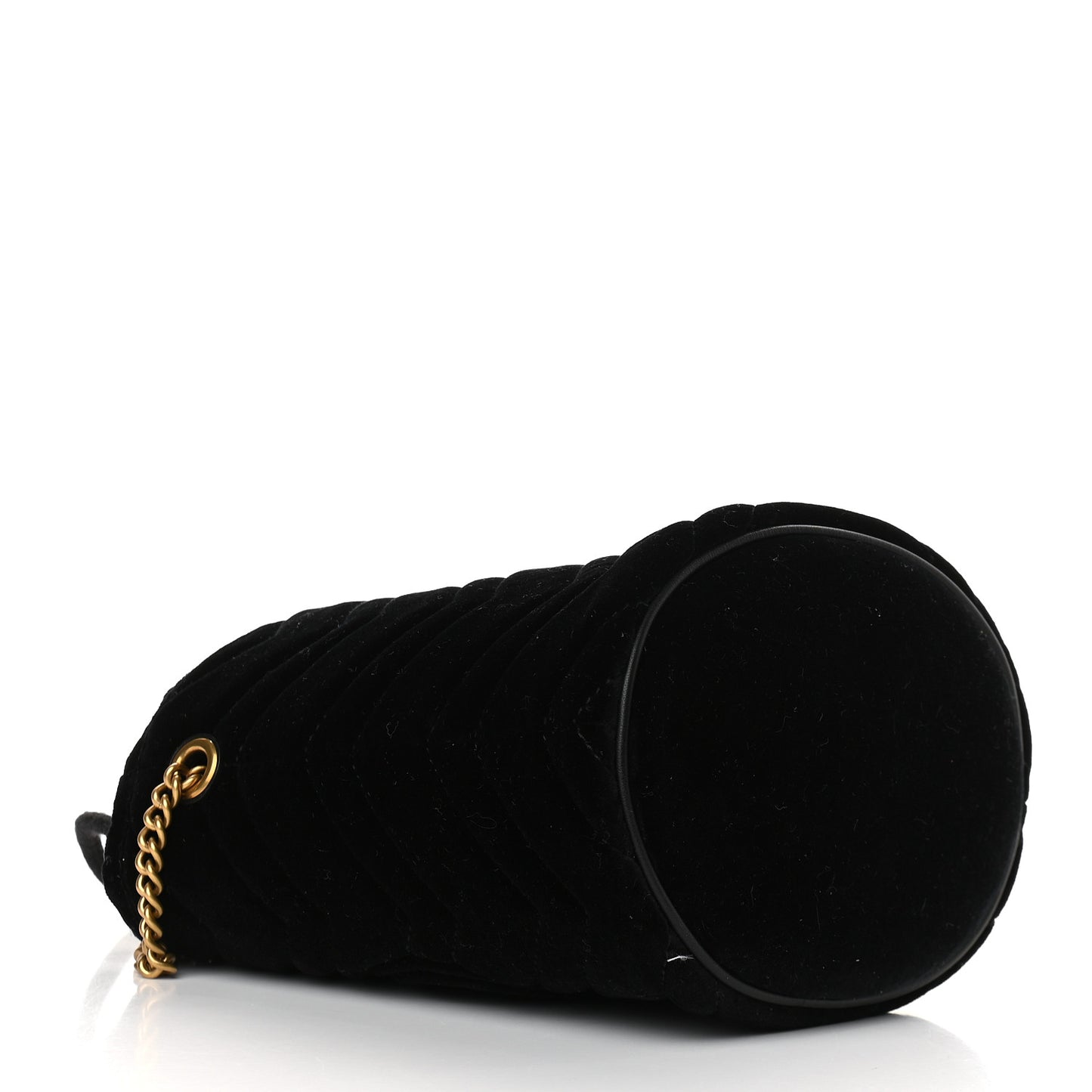 Velvet Matelasse Mini GG Marmont 2.0 Bucket Bag Black