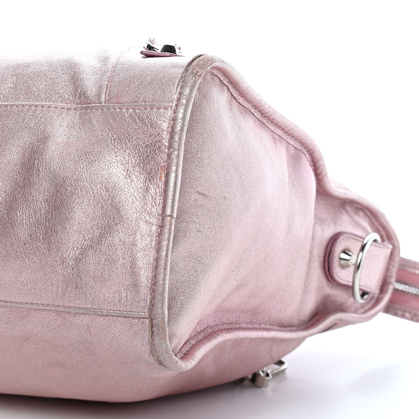 Metallic Agneau Classic Silver Hardware S City Sparkle Pale Rose
