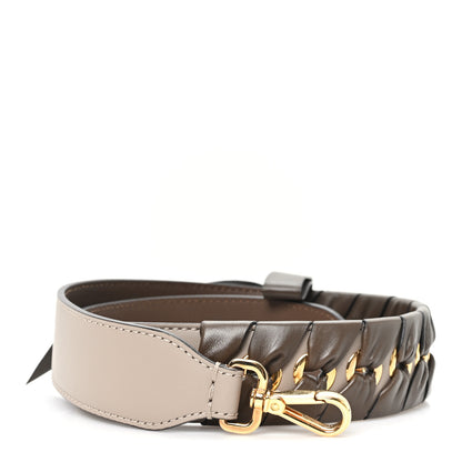 Fendi Calfskin Shiny Nappa Lace Up Bow Strap You Brown 1 of 4