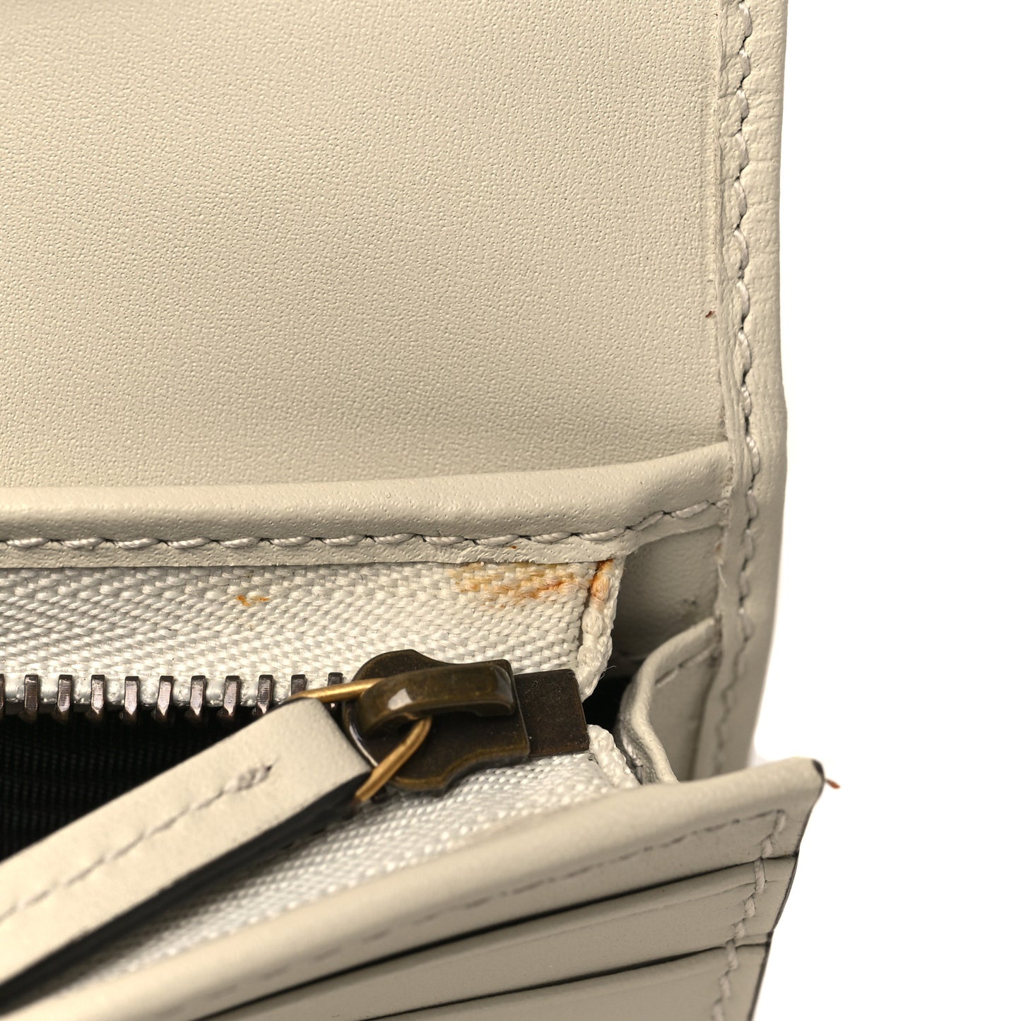 Calfskin Queen Margaret Card Case Wallet White