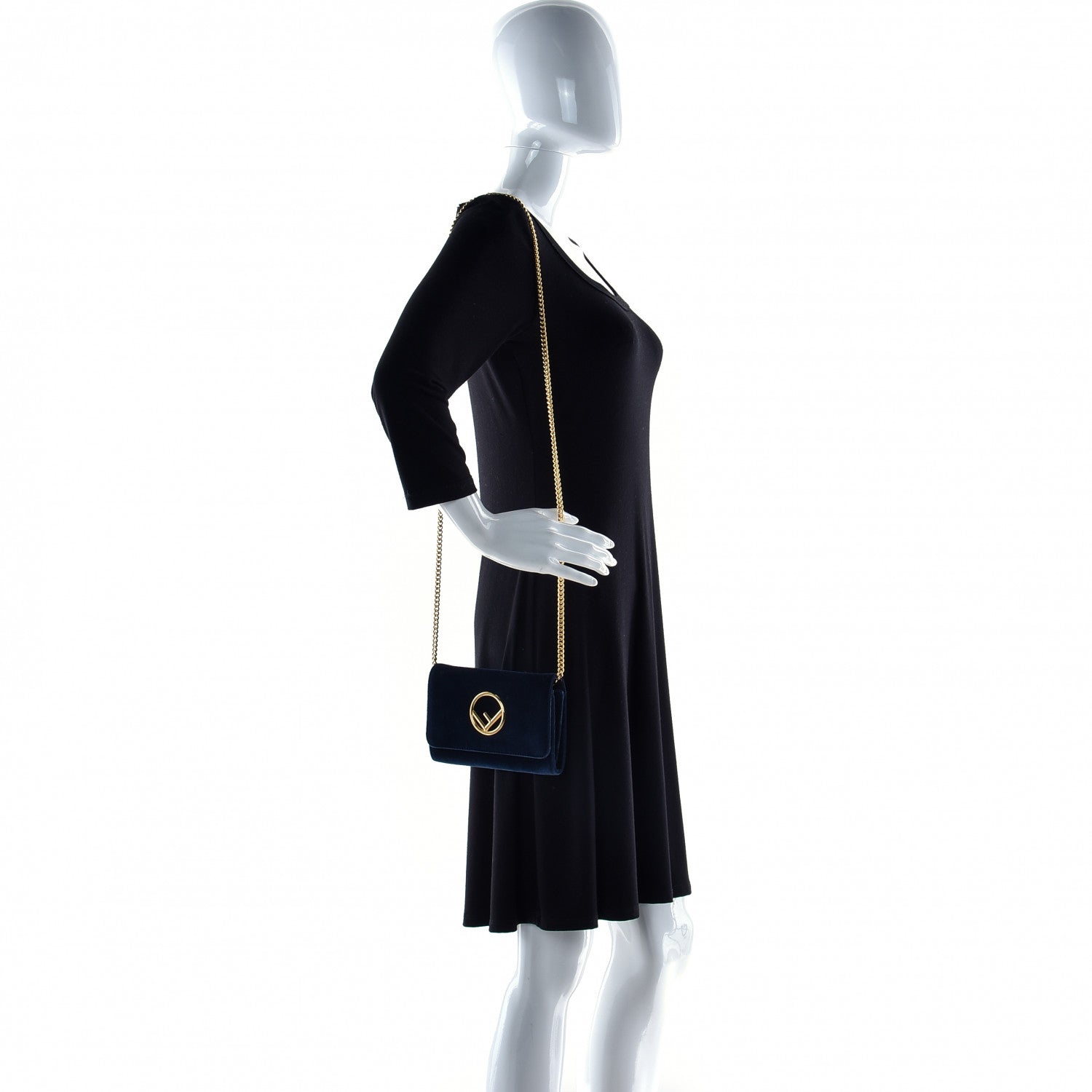 Fendi Velvet F is Fendi Wallet on Chain Blue 3 of 17