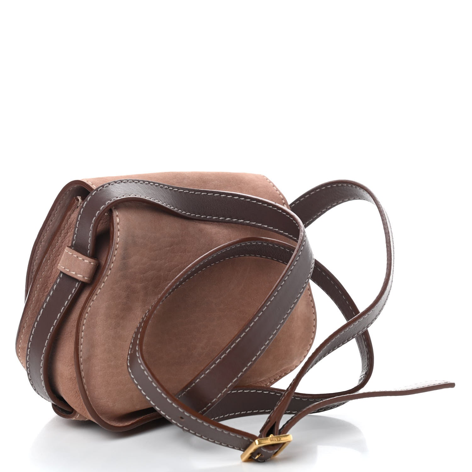 Chloe Nubuck Mini Marcie Round Crossbody Bag Nut 3 of 9
