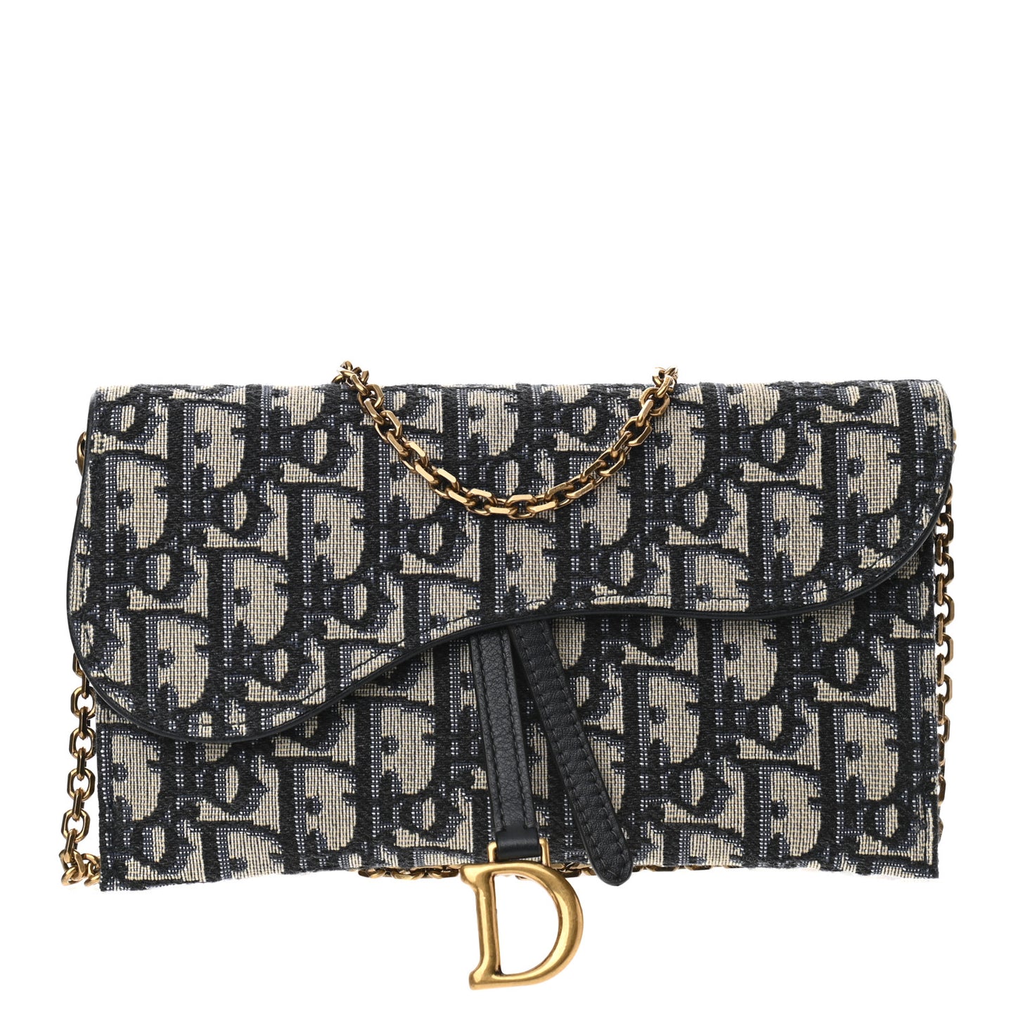 Oblique Saddle Chain Long Wallet Blue
