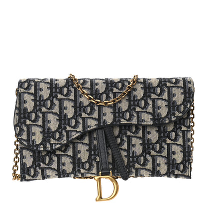 Christian Dior Oblique Saddle Chain Long Wallet Blue 2 of 10