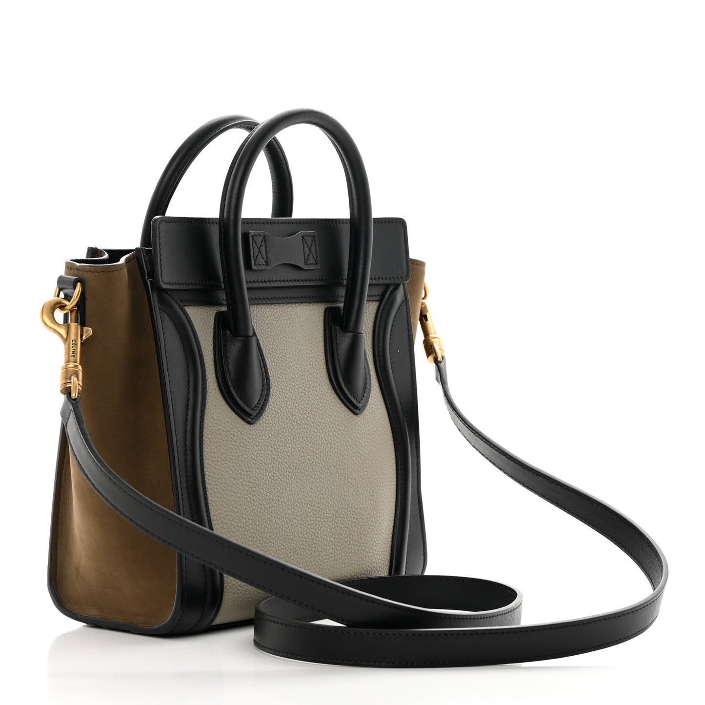 Baby Grained Calfskin Nubuck Nano Tri-Color Luggage Stone