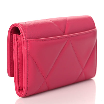 Chanel Lambskin Quilted Chanel 19 Flap Wallet Dark Pink 3 of 9