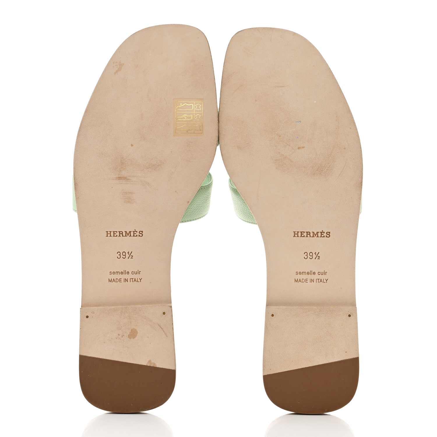 Hermes Epsom Oran Sandals 39.5 Vert Jade 5 of 9