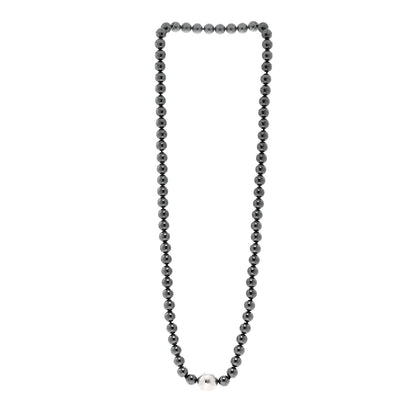 Tiffany Sterling Silver Hematite Hammered Bead Station Necklace 3 of 5