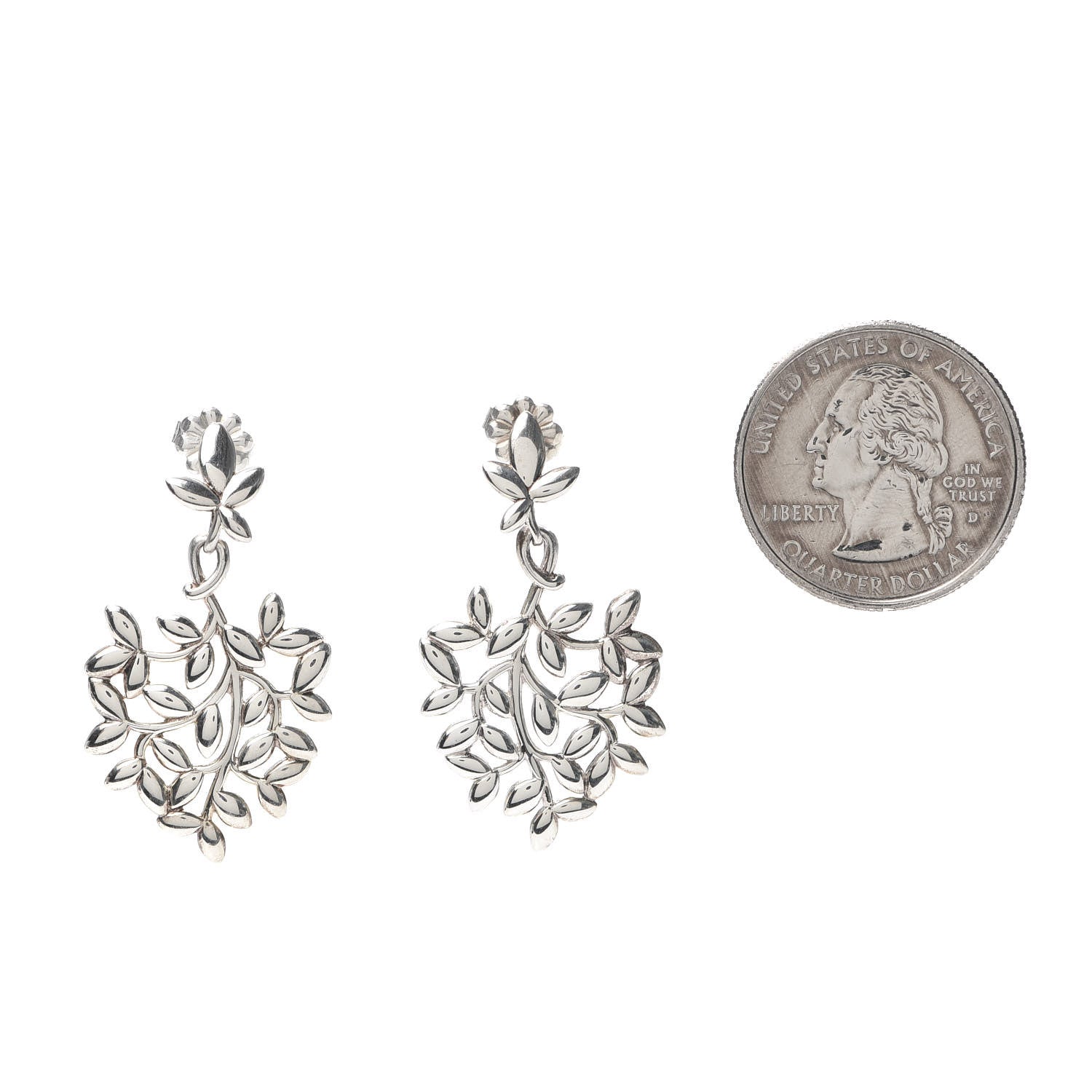 Tiffany Sterling Silver Paloma Picasso Olive Leaf Drop Earrings 2 of 5