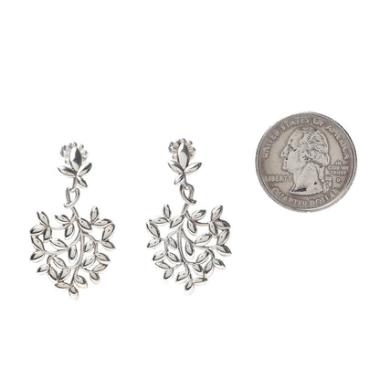 Tiffany Sterling Silver Paloma Picasso Olive Leaf Drop Earrings 2 of 5