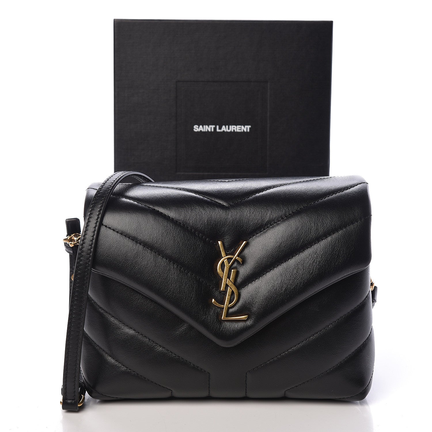 Saint Laurent Calfskin Y Quilted Monogram Toy Loulou Crossbody Bag Black 11 of 11