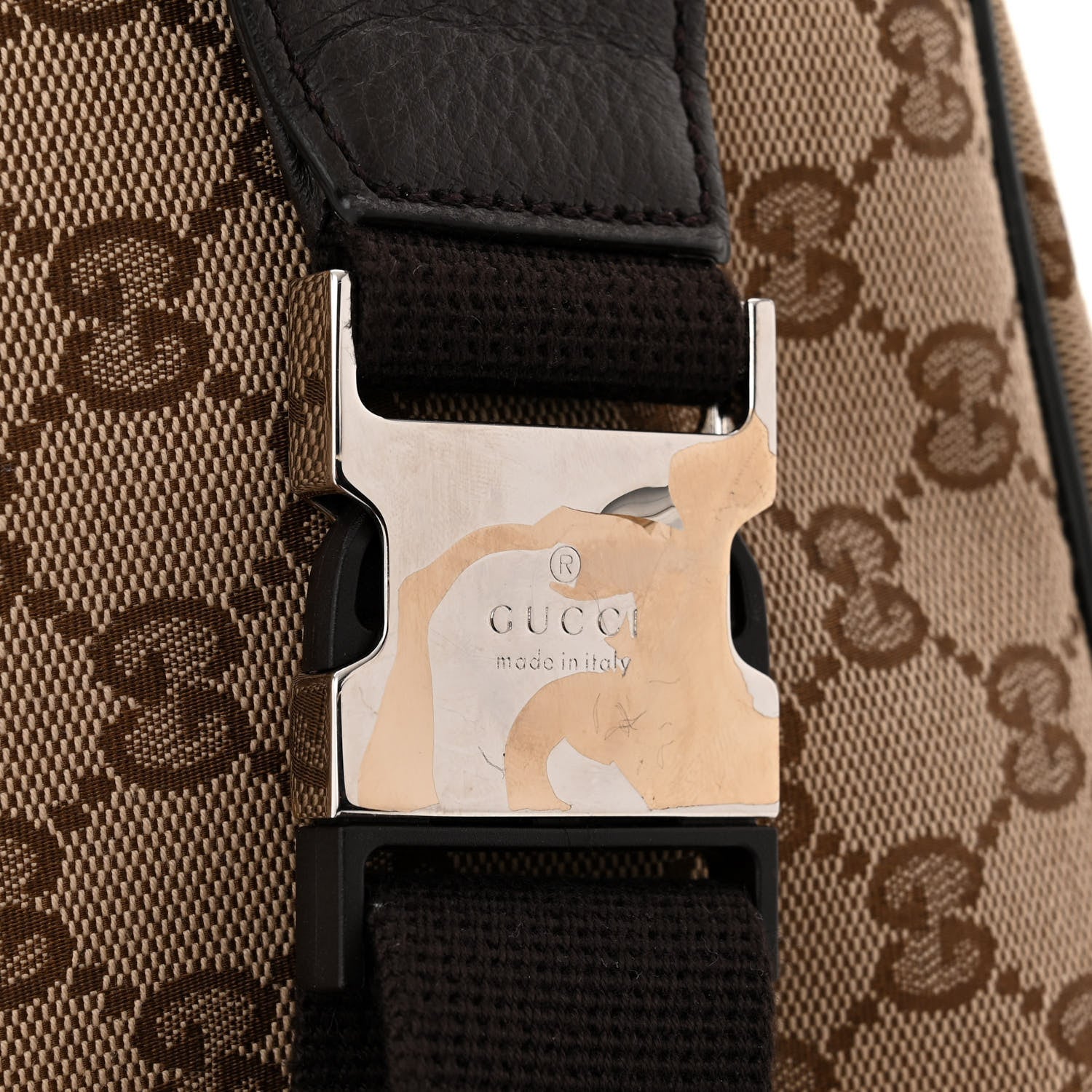 Gucci Monogram Dollar Calfskin Belt Bag Beige Ebony Testa di Moro Marrone Scuro 11 of 12