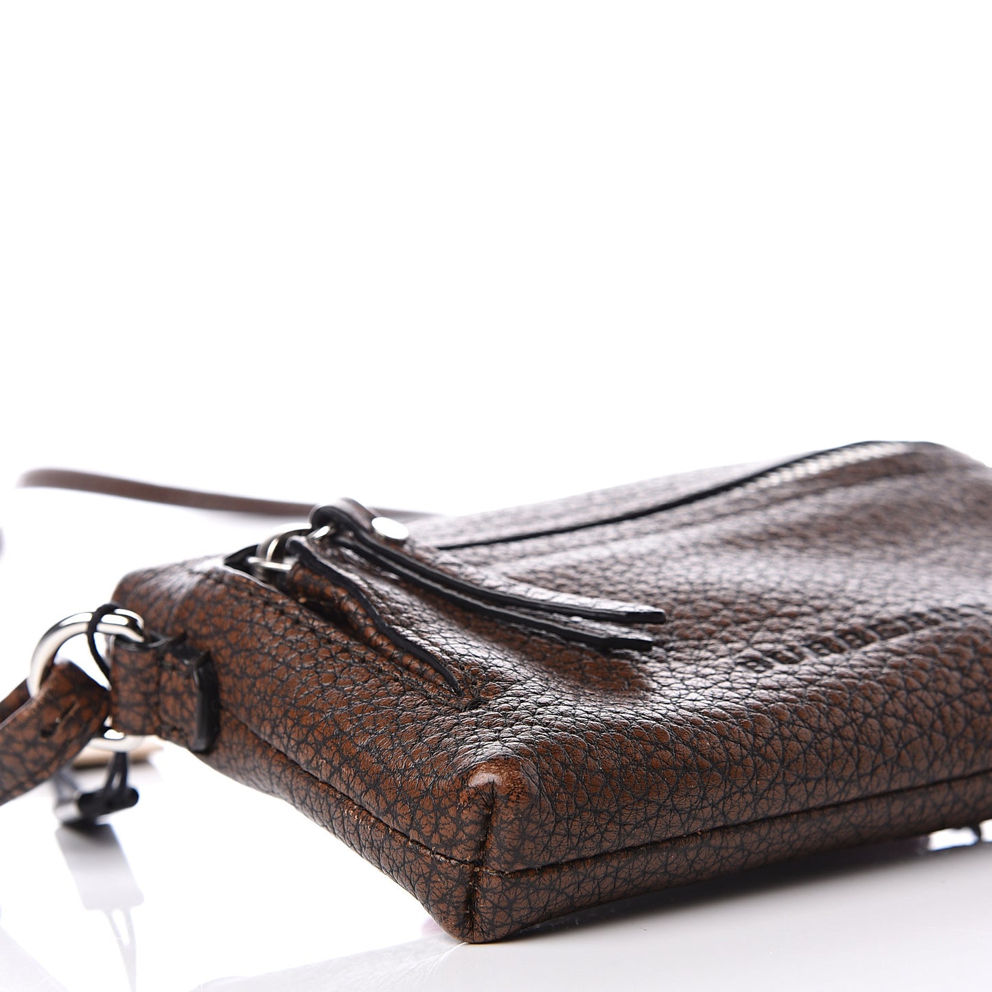 Grainy Calfskin Mini Rossett Bodybrit Biker Crossbody Saddle Brown