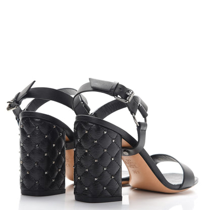 Valentino Garavani Calfskin Craquele Nappa Rockstud Spike 90mm Ankle Strap Sandals 39 Black 4 of 9