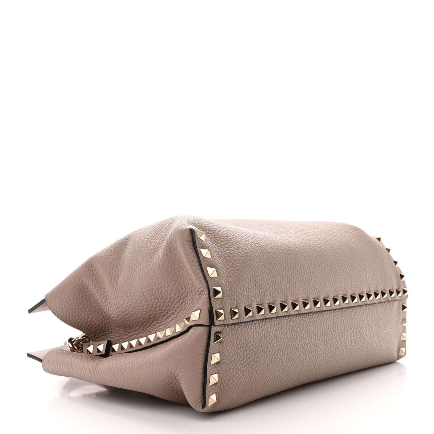 Pebbled Calfskin Small Rockstud Double Handle Bag Poudre