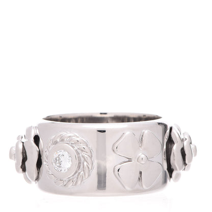 Chanel 18K White Gold Diamond Camellia Band Ring 46 3.75 1 of 5