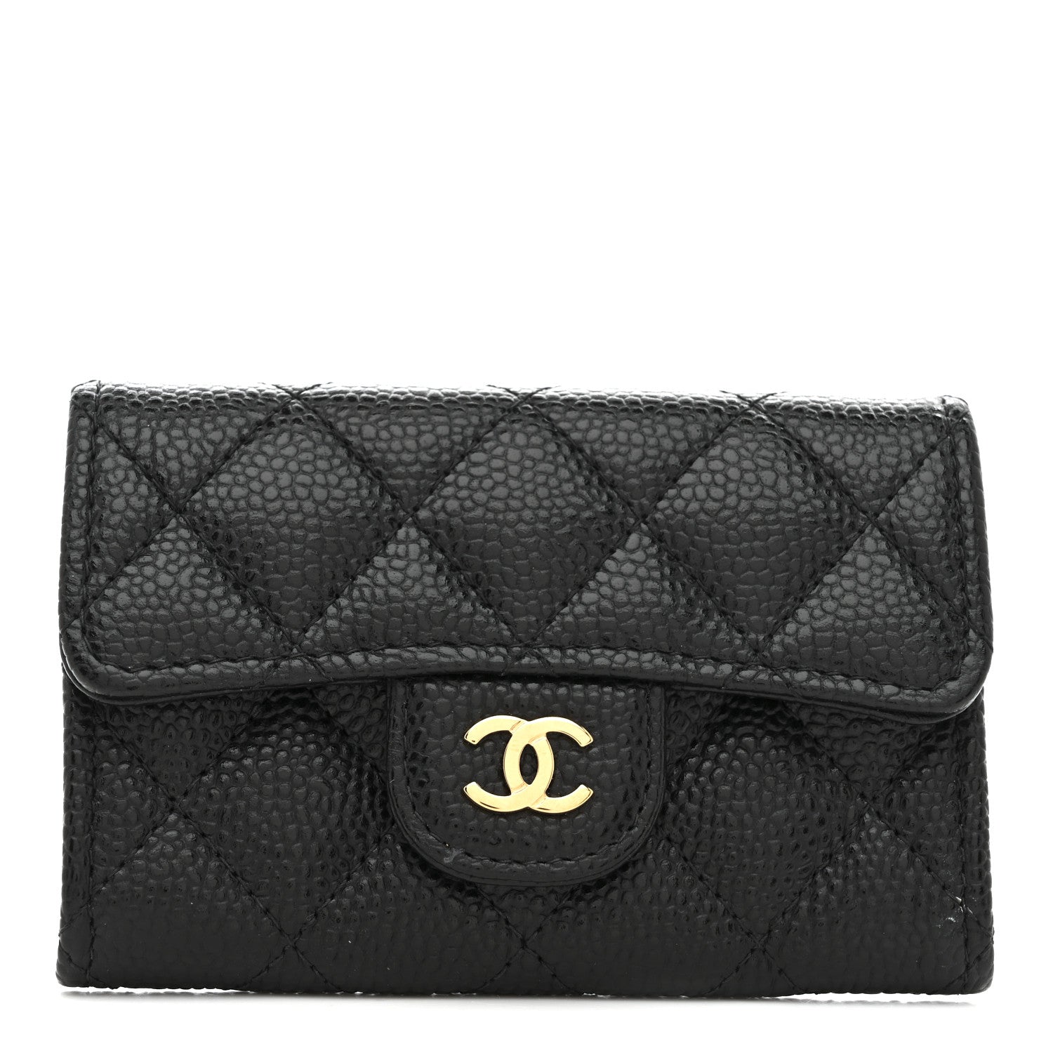 Chanel Caviar Quilted Flap Card Holder Wallet Black 1 of 9
