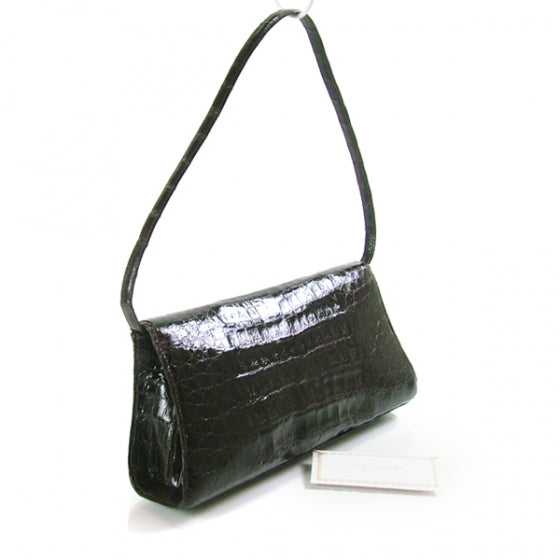 Crocodile Envelope Clutch Brown