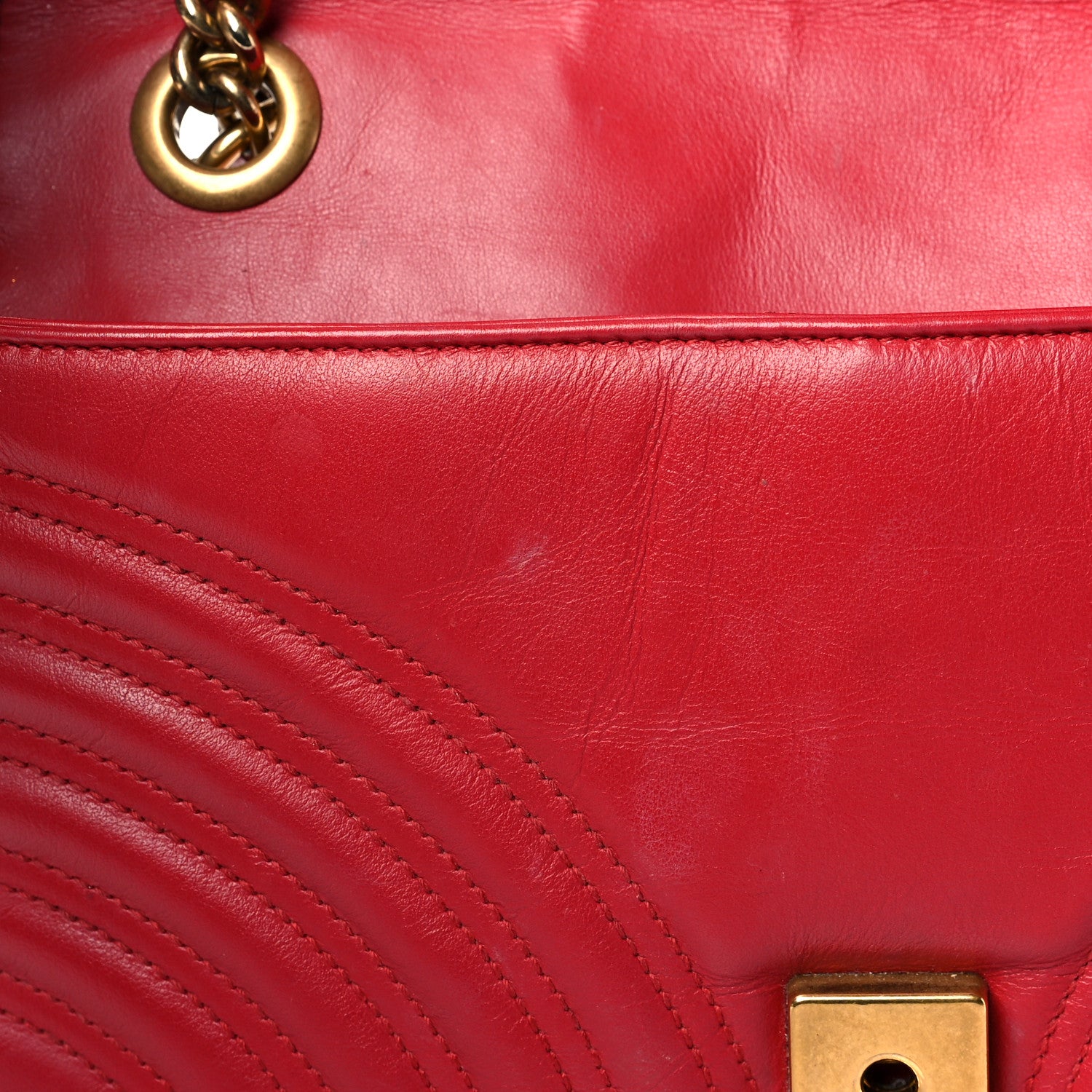 Gucci Calfskin Matelasse Small GG Marmont Shoulder Bag Hibiscus Red 18 of 20