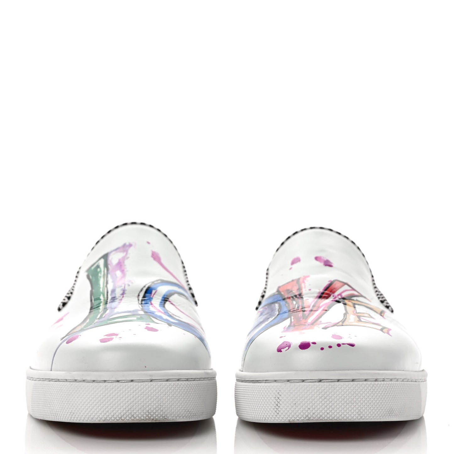 Calfskin Womens Loubi Love Flat Sneakers 35.5 White Multicolor