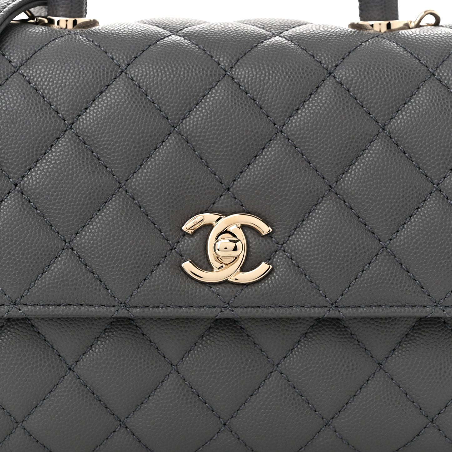 Caviar Quilted Mini Coco Handle Flap Grey
