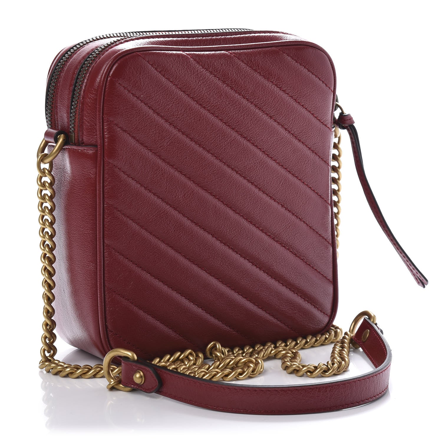 Gucci Azalea Calfskin Matelasse Diagonal Tall GG Marmont Crossbody Bag Romantic Cerise 3 of 11