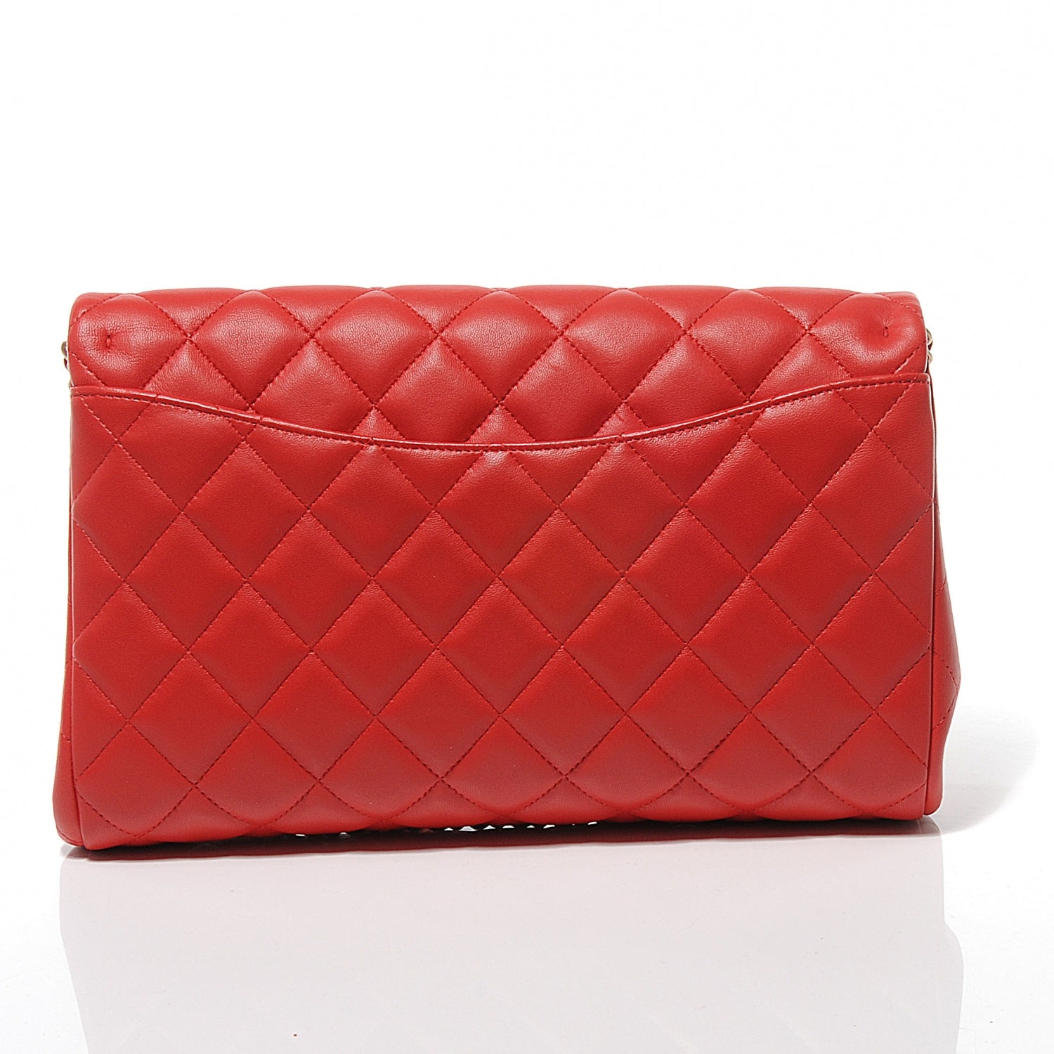 Chanel Lambskin Quilted Clutch Flap Red 7 of 9