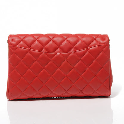 Chanel Lambskin Quilted Clutch Flap Red 7 of 9