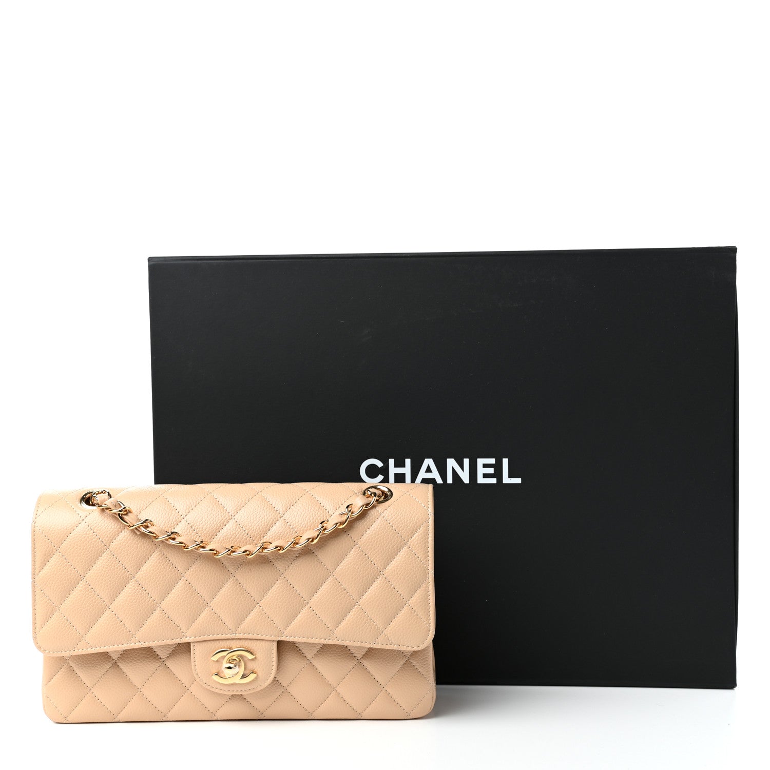 Chanel Caviar Quilted Medium Double Flap Beige 11 of 11