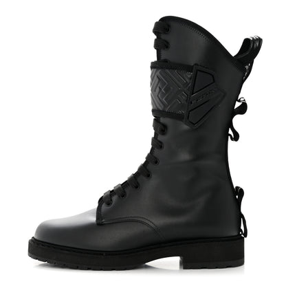 Fendi Vitello FF Embossed Biker Boots 36 Black 1 of 7