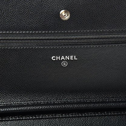 Chanel Caviar Chevron Quilted Wallet On Chain WOC Black 5 of 12