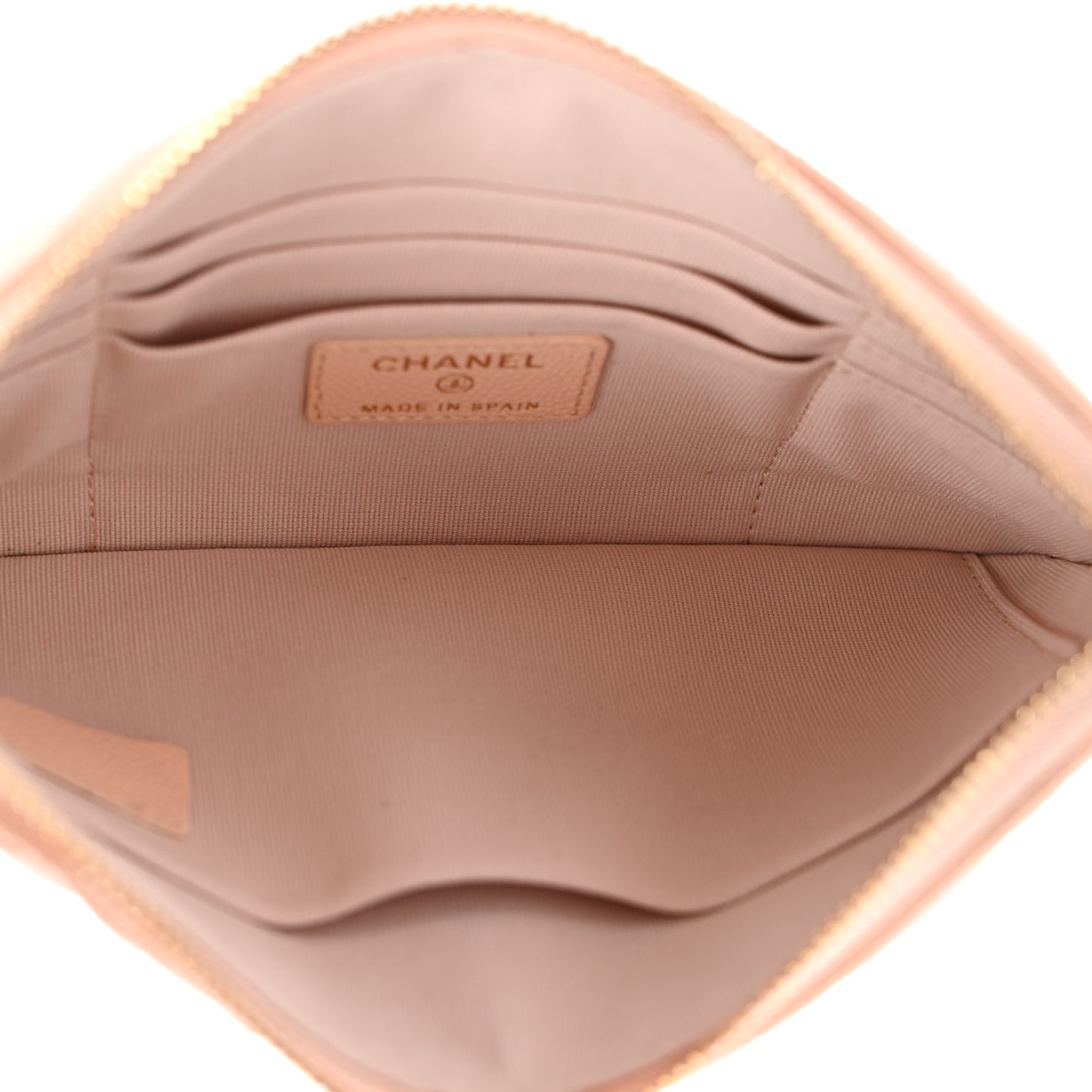 Caviar Quilted Cosmetic Case Beige