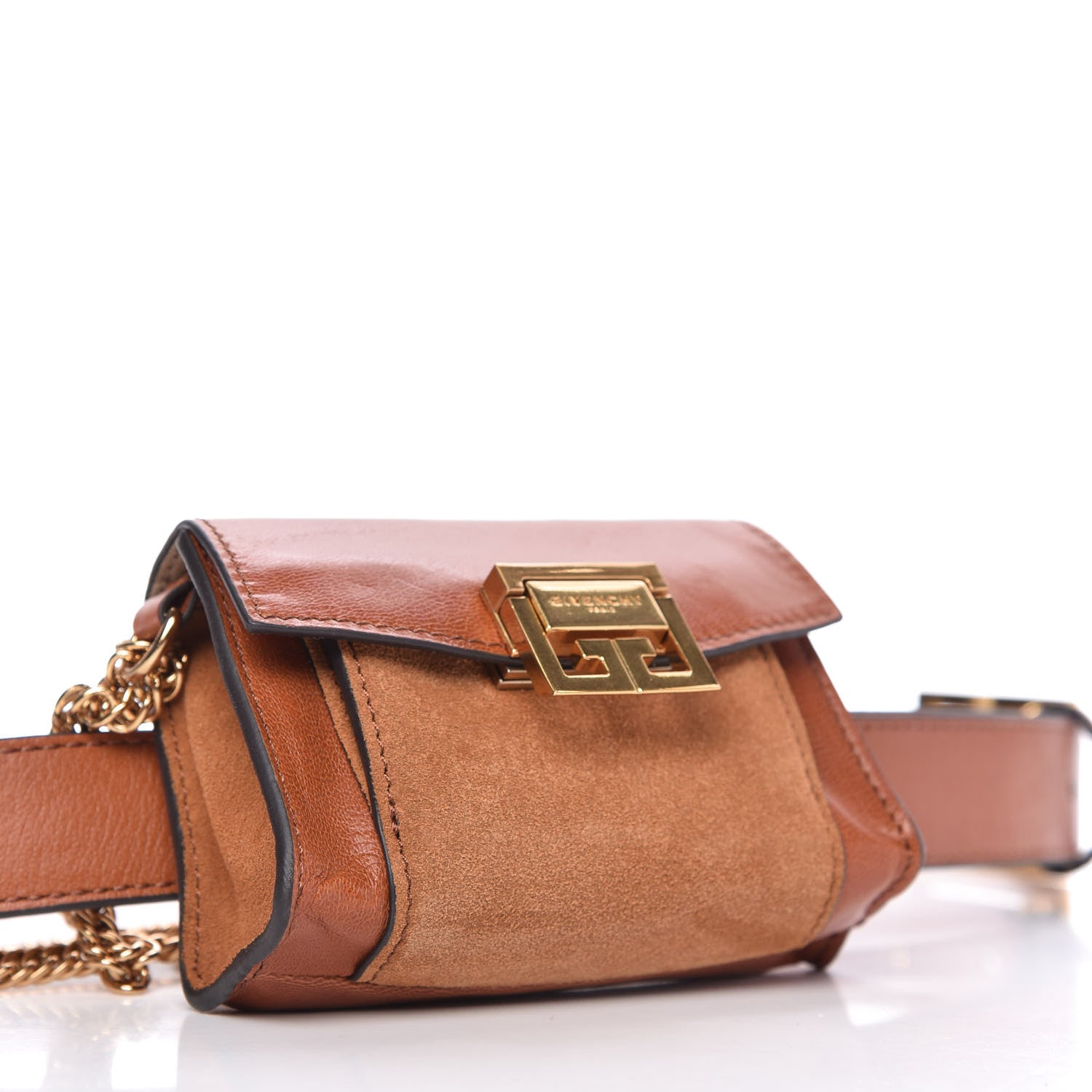 Givenchy Goatskin Suede Nano GV3 Belt Bag Chestnut 5 of 10