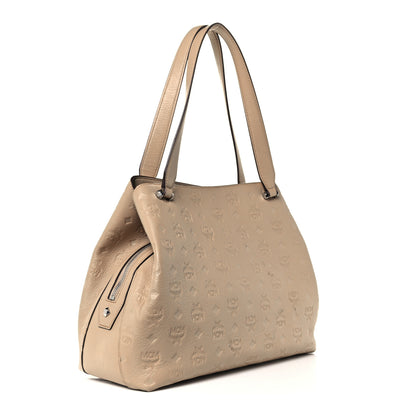 MCM Calfskin Ottomar Monogram Essential Hobo New Beige 2 of 10