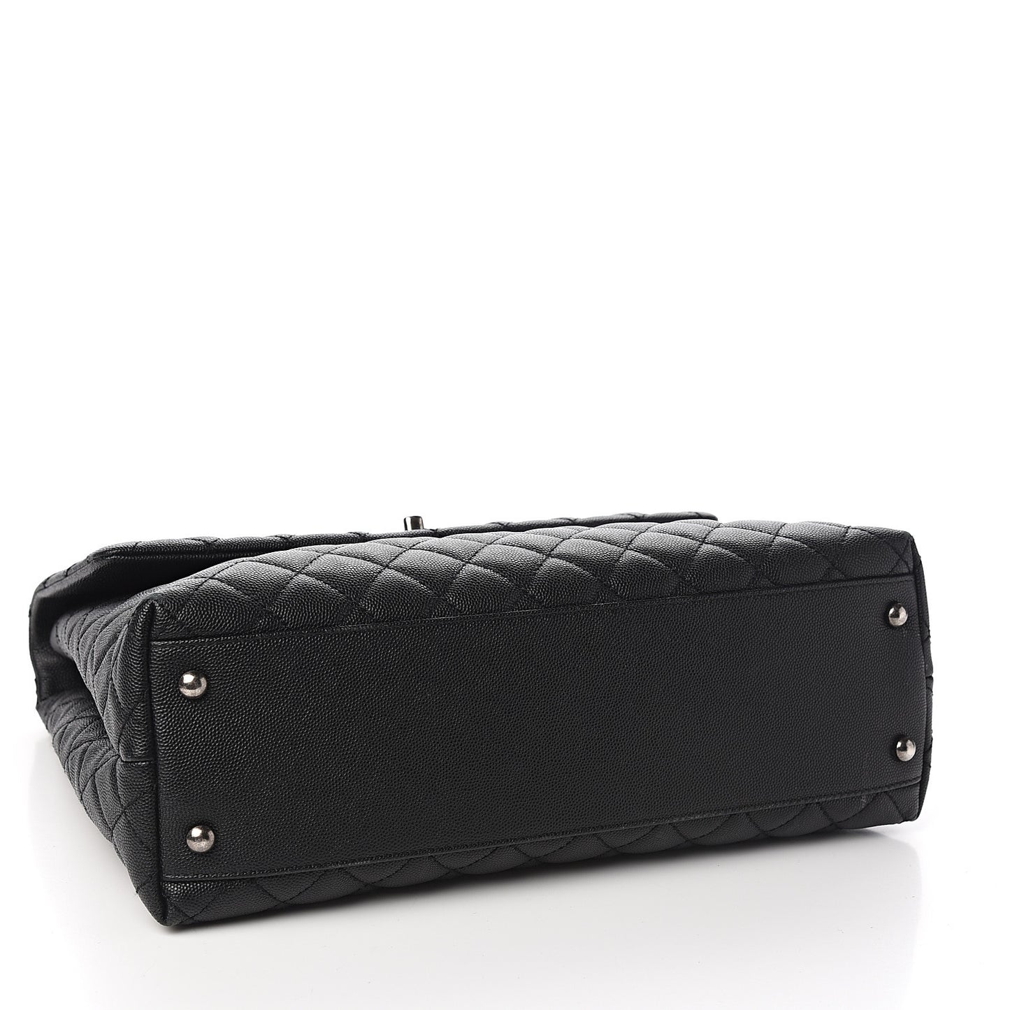 Caviar Lizard Quilted Large Coco Handle Flap Black