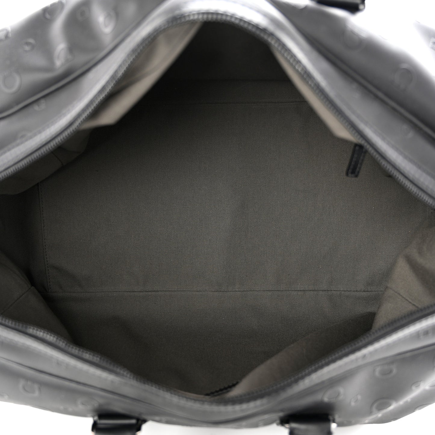 Calfskin Gancini Embossed Travel Duffle Bag Black