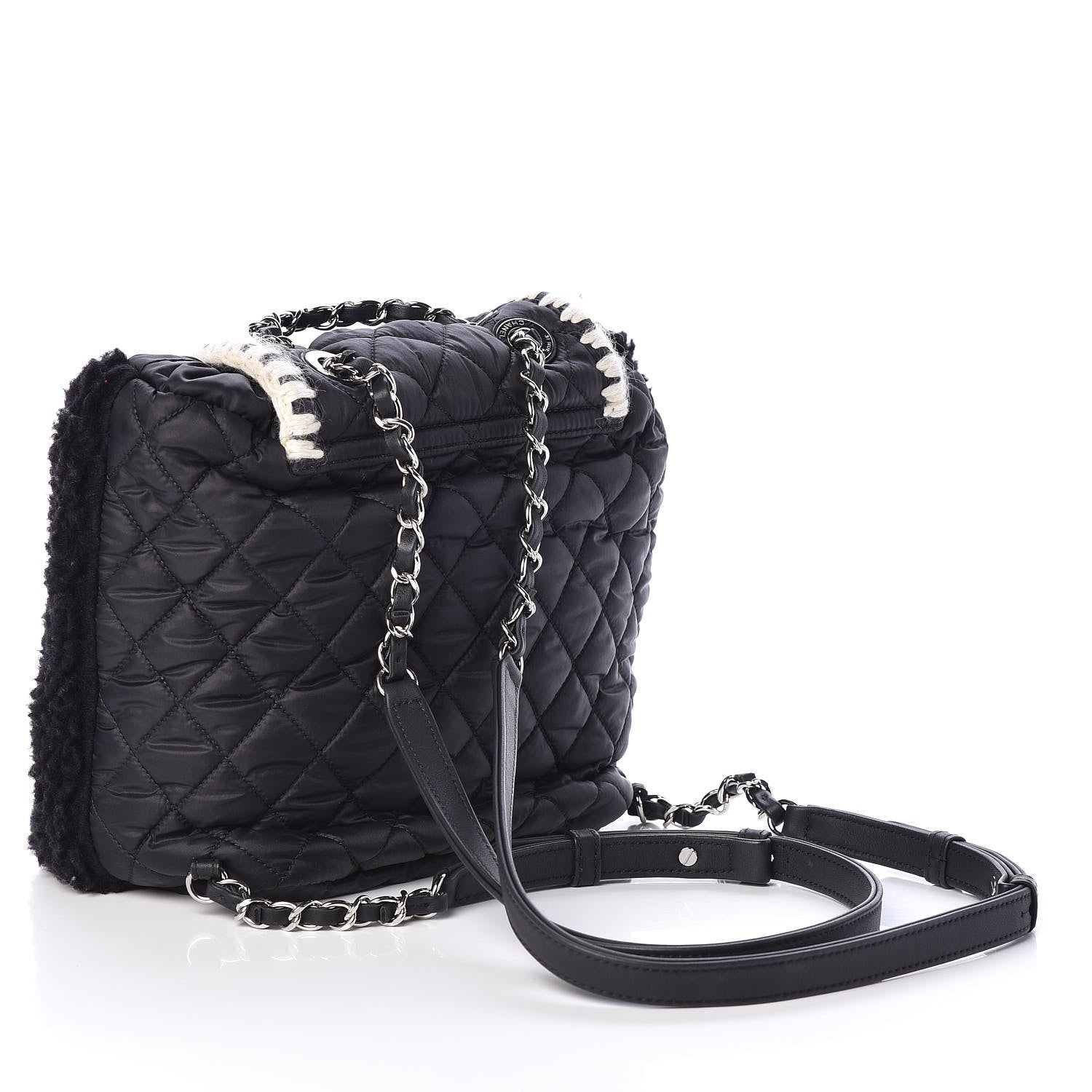 Chanel Wool Nylon Quilted Coco Neige Backpack Black 3 of 10