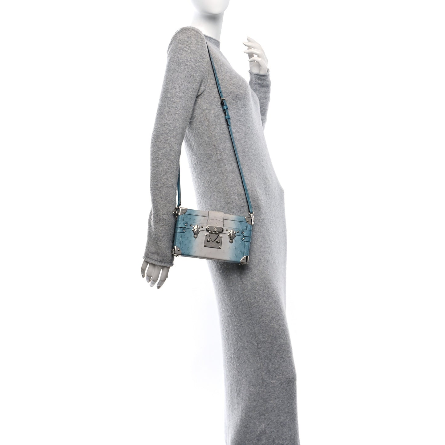 Ostrich Petite Malle Blue Grey