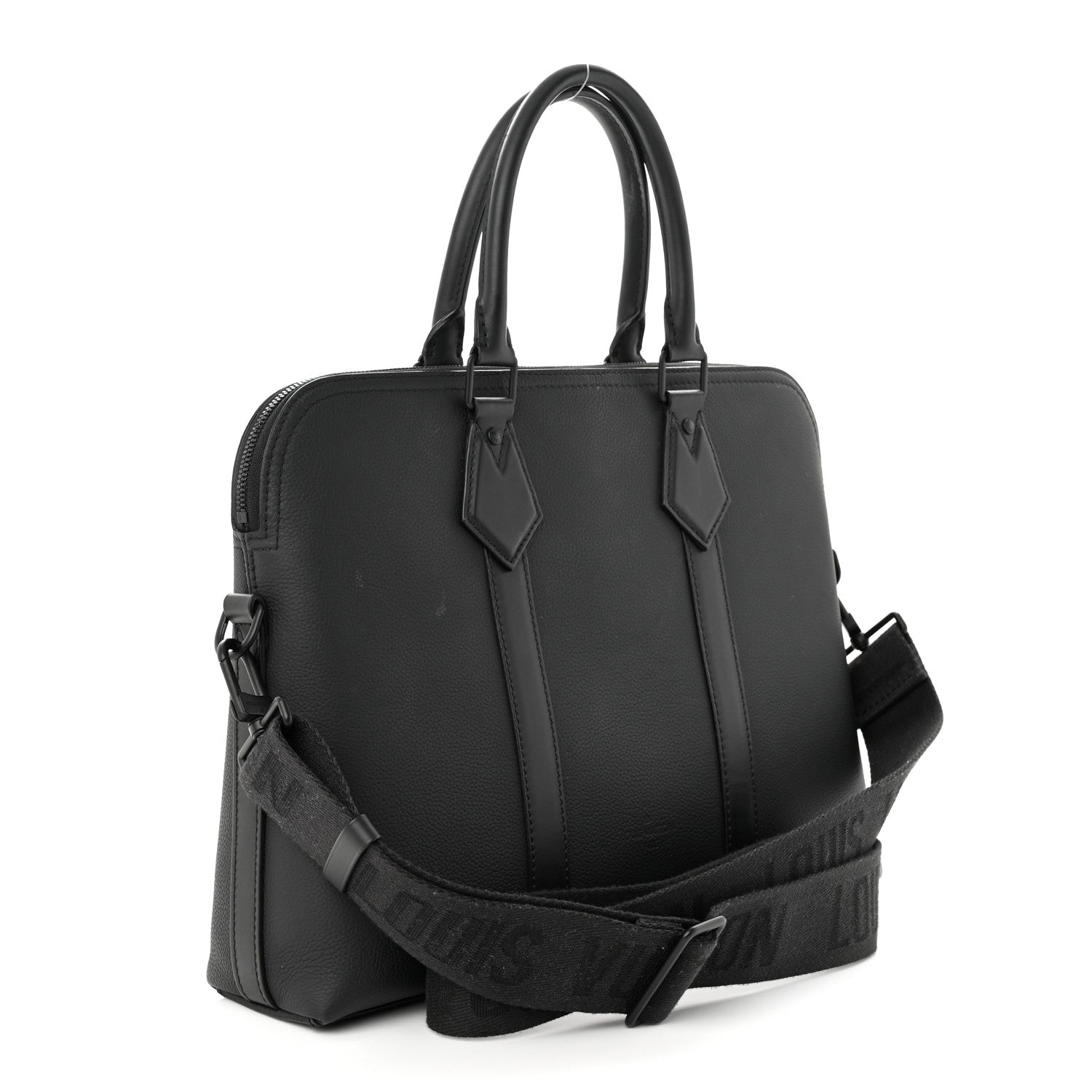 Louis Vuitton Calfskin Aerogram Takeoff Briefcase Black 3 of 11