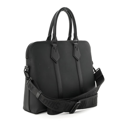 Louis Vuitton Calfskin Aerogram Takeoff Briefcase Black 3 of 11