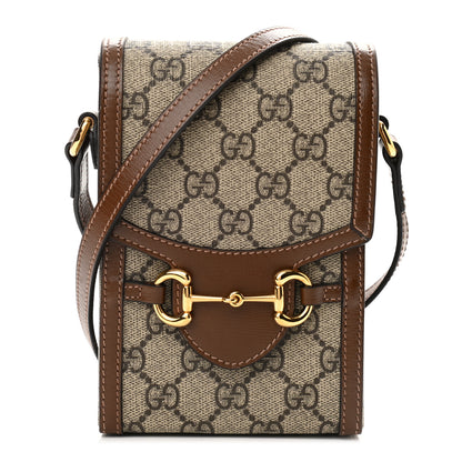 Gucci GG Supreme Monogram Mini Horsebit 1955 Crossbody Bag Beige Brown Sugar 1 of 11