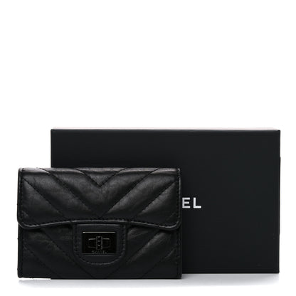 Chanel Aged Calfskin Chevron Quilted Reissue Card Holder Wallet So Black 11 of 11