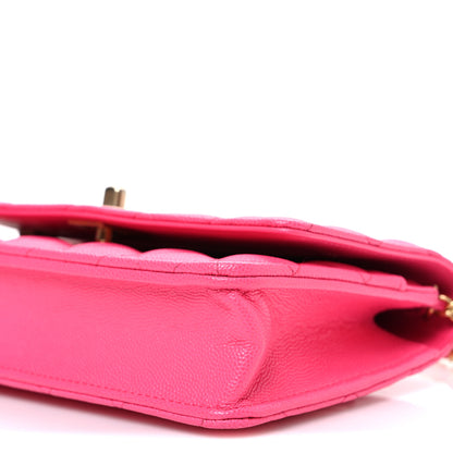 Chanel Caviar Quilted Glitter CC Roller Skate Wallet on Chain WOC Pink 11 of 11