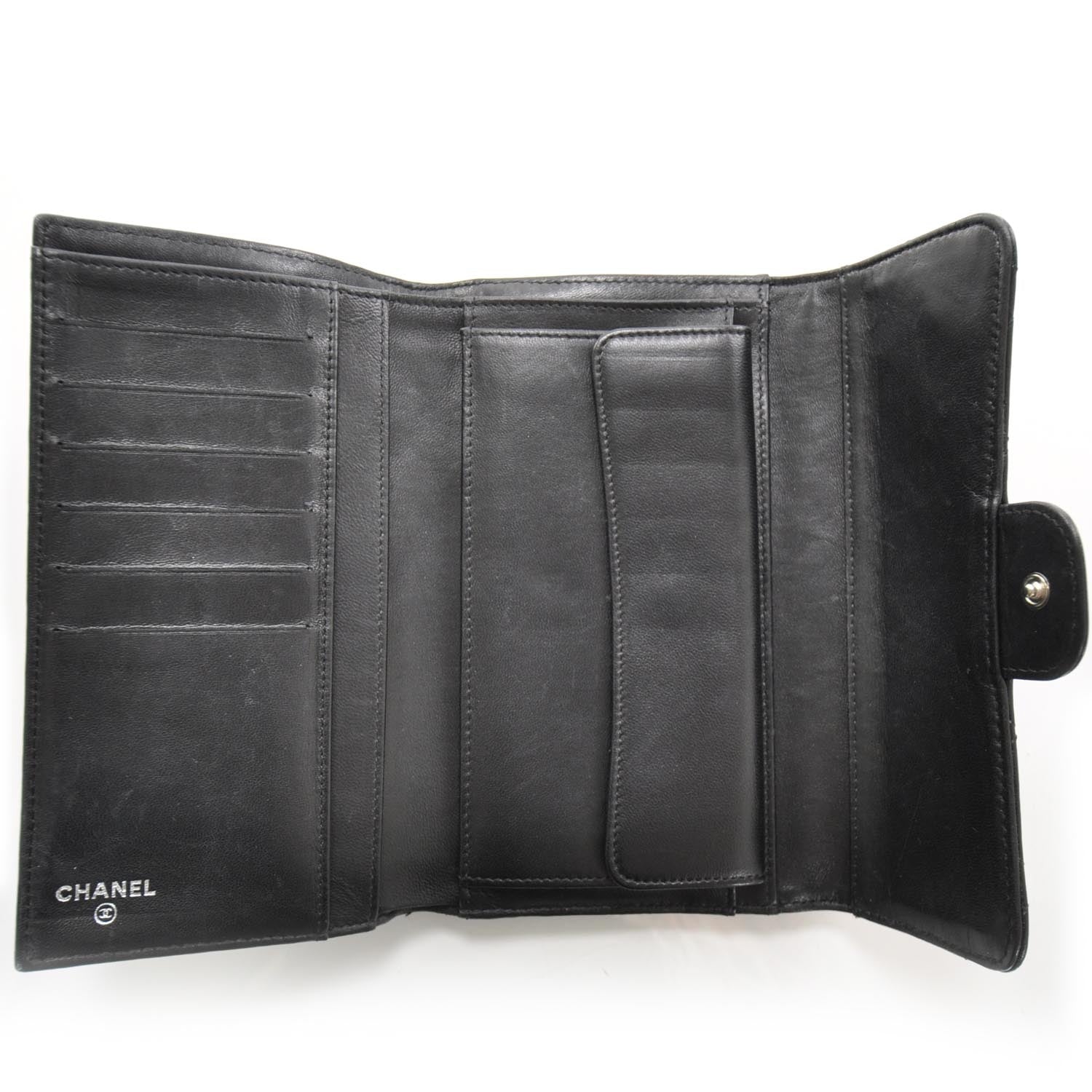 Chanel Lambskin Quilted Large Flap Wallet Black 6 of 10