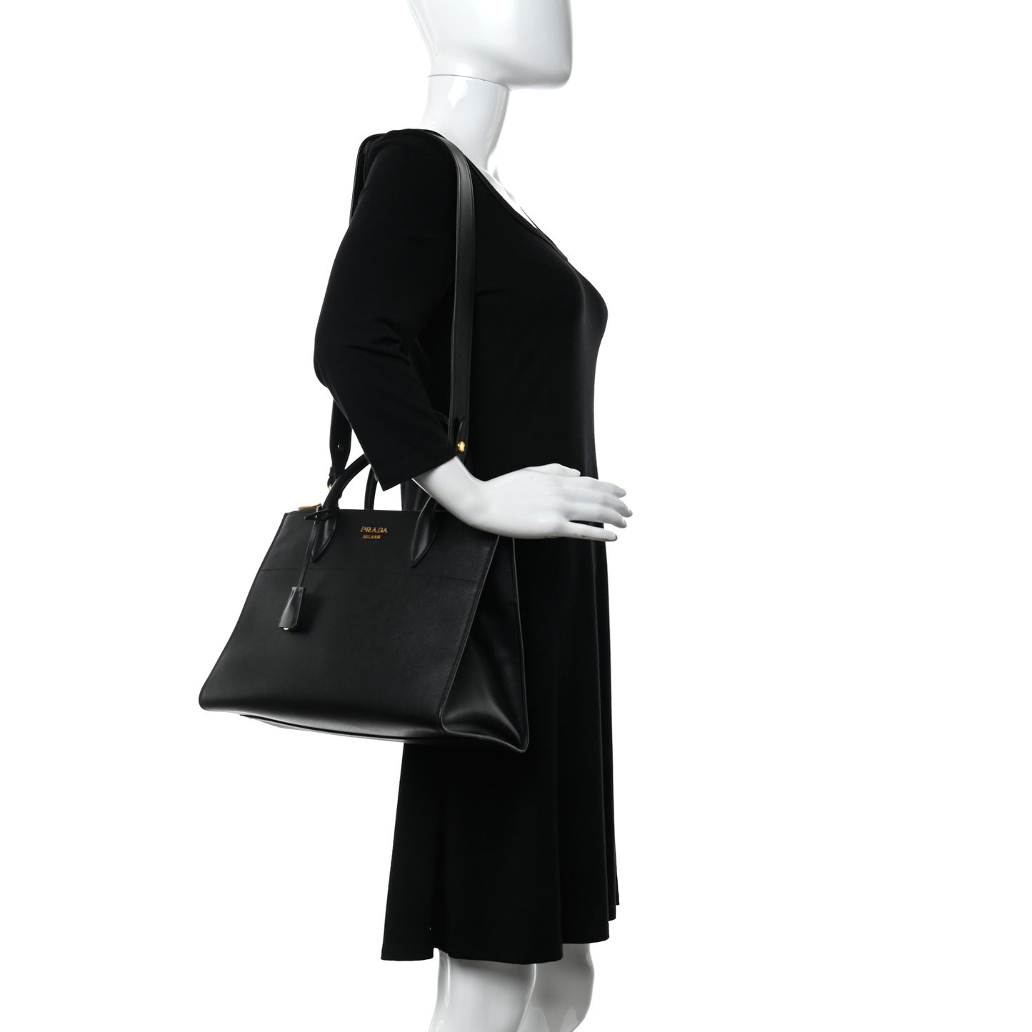 Saffiano City Calfskin Greche Paradigme Bag Black