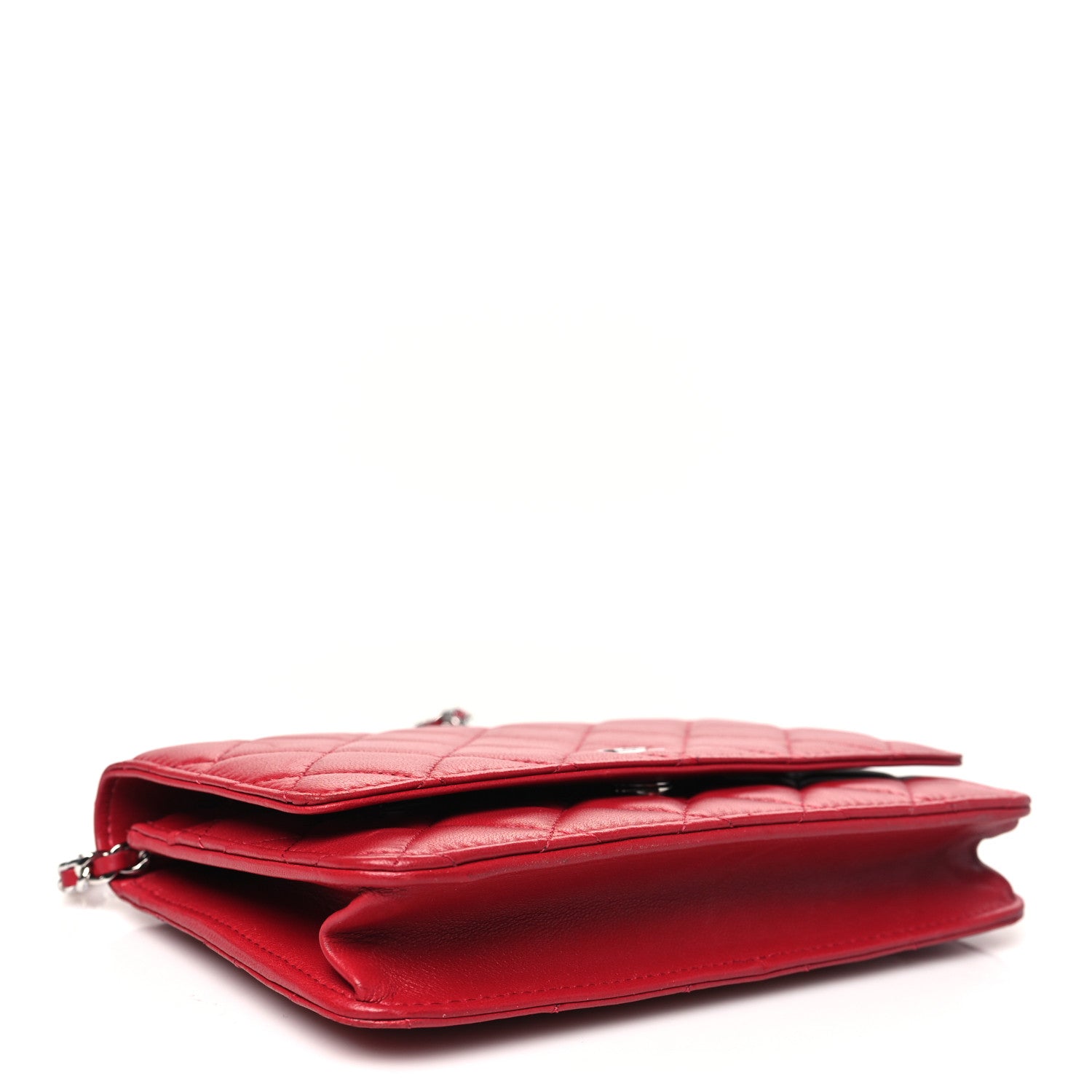 Chanel Lambskin Quilted Wallet On Chain WOC Red 4 of 11