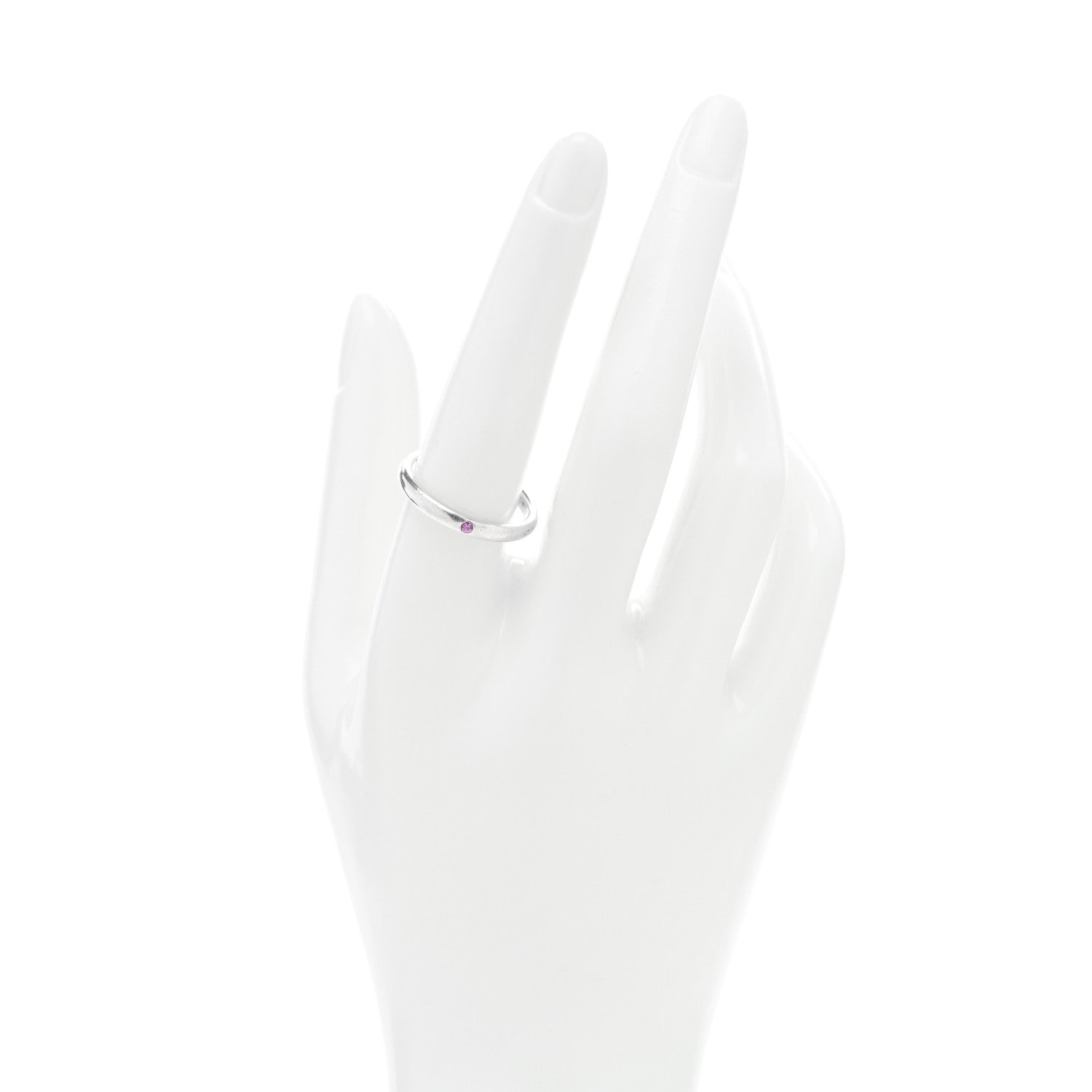 Tiffany Sterling Silver Pink Sapphire Elsa Peretti Band Ring 58 8.5 2 of 5