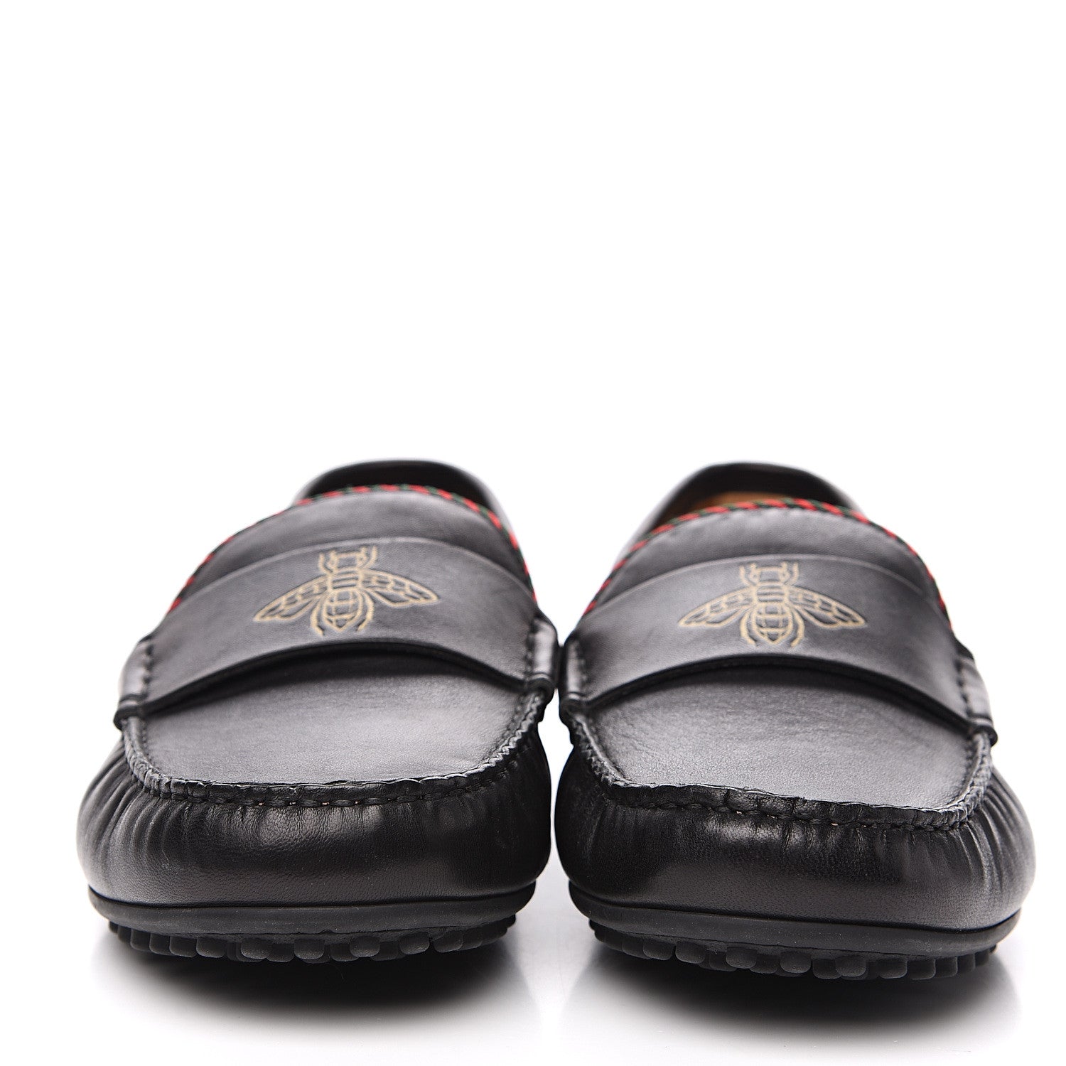 Gucci Nappa Mens Bee Driver Loafers 9.5 Black 2 of 10
