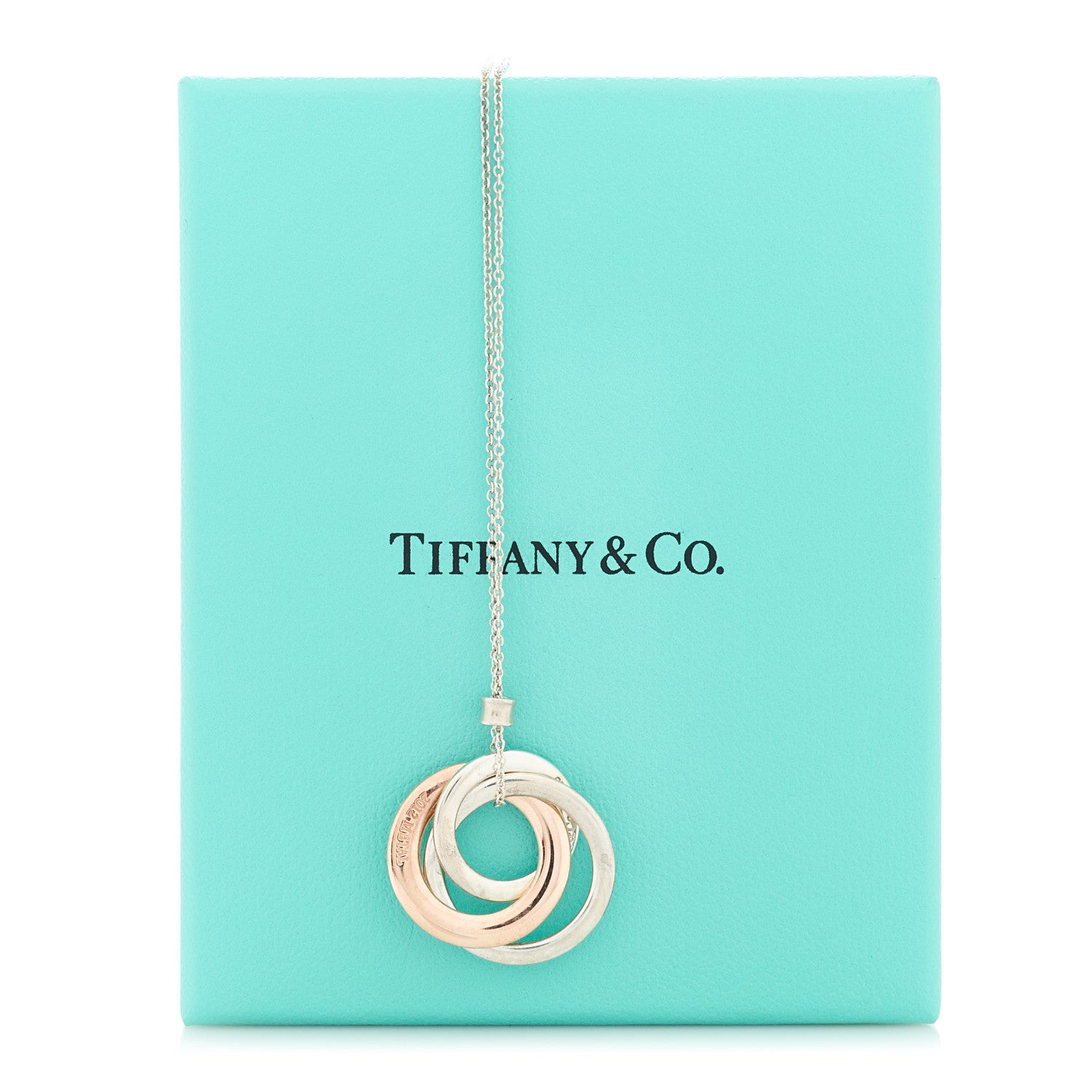 Tiffany Sterling Silver Rubedo Small Interlocking Circles Pendant Necklace 7 of 7